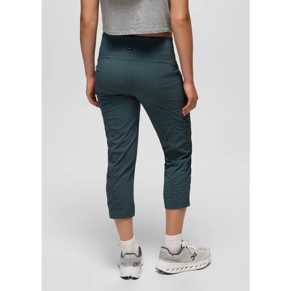 Prana Koen Capri Women's L Grey Blue Standard Fit Crop Mid Rise Soft Waistband - Picture 2 of 12